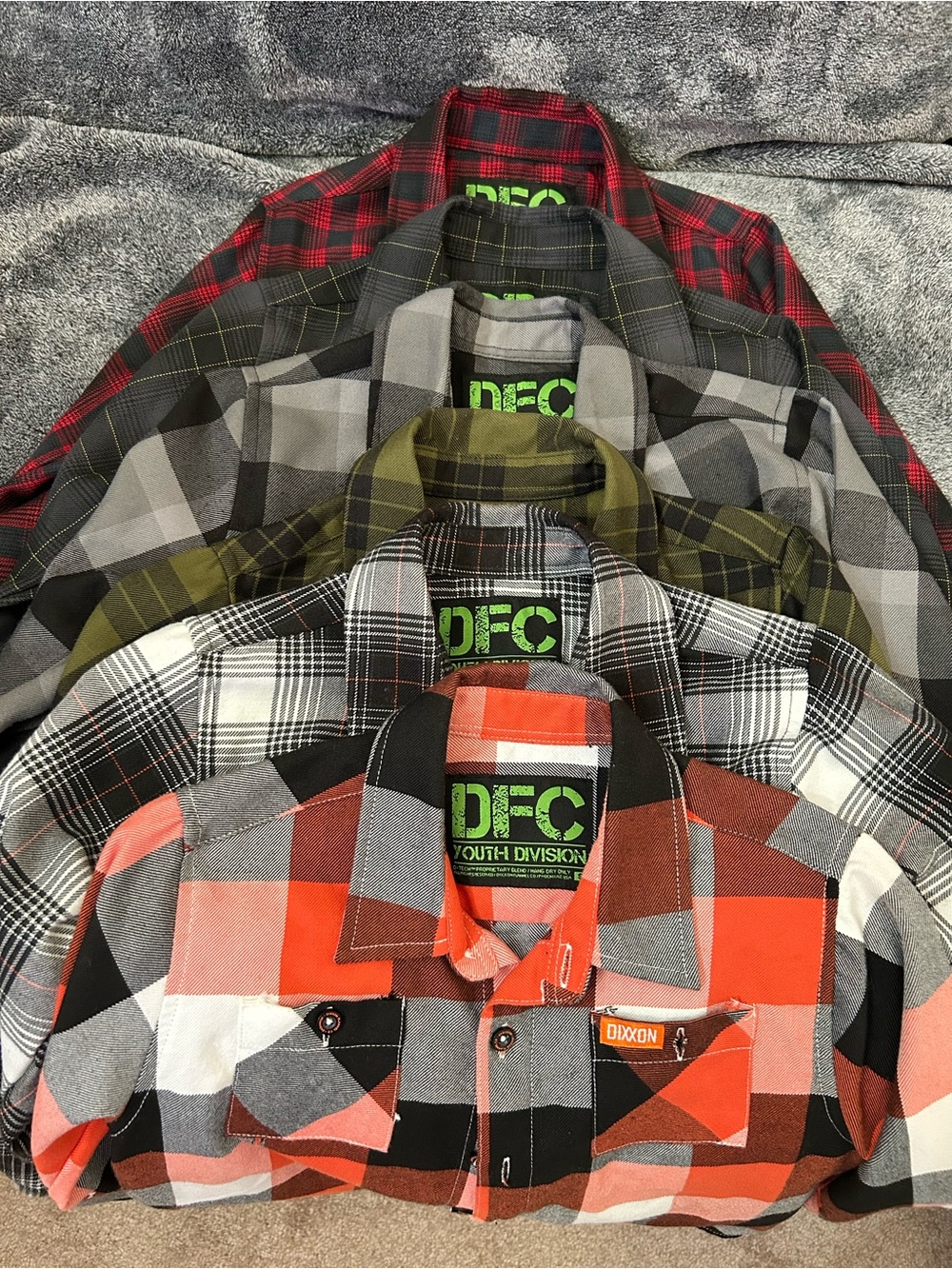 DIXXON Boys Plaid Button-Up Shirt - Red, Orange, Black & Gray Mix